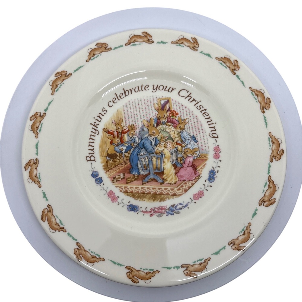Royal Doulton Bunnykins Celebrate Christening Plate 1993 Fine Bone China Baptism